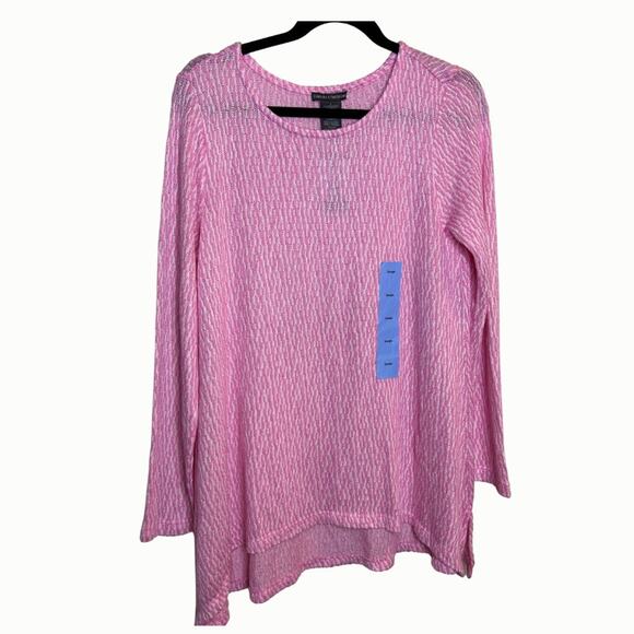 Chelsea & Theodore Lightweight Knit Sweater Pink & White *New* Size Large - Picture 1 of 7